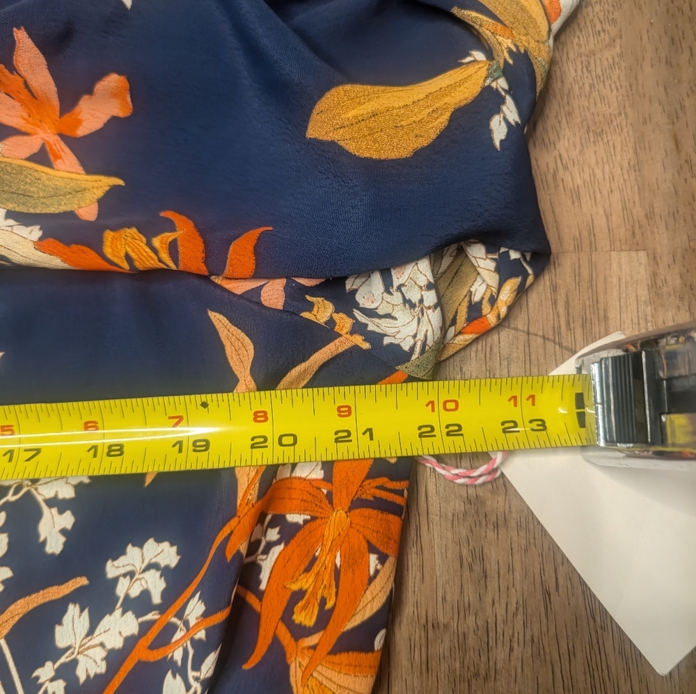 Suzanne Betro Floral Wrap Blouse in Navy and Orange - Picture 7 of 7